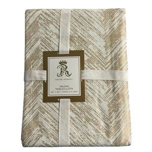 Rachel Ashwell Tablecloth Oblong  60" × 84" White Metallic Rose‎ Gold Patterned